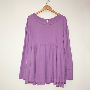 Free People Forever Your Girl Babydoll Long Sleeve Top